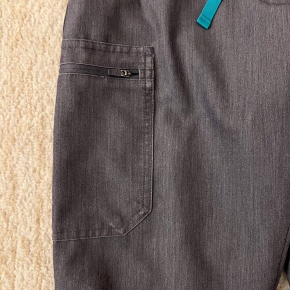Figs Womens Small Yola Skinny Scrub Drawstring Scrubs Technical Gray Teal Cords - Picture 4 of 14